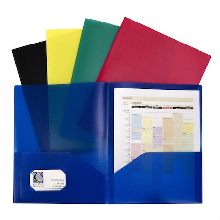 C-Line Products TwoPocket Heavyweight Poly Portfolio Folder, Assorted Primary Colors, 10PK 32950